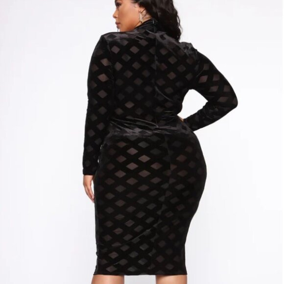 Fashion Nova Looking Forward To It Black Midi Dress 1X EUC - Picture 3 of 4